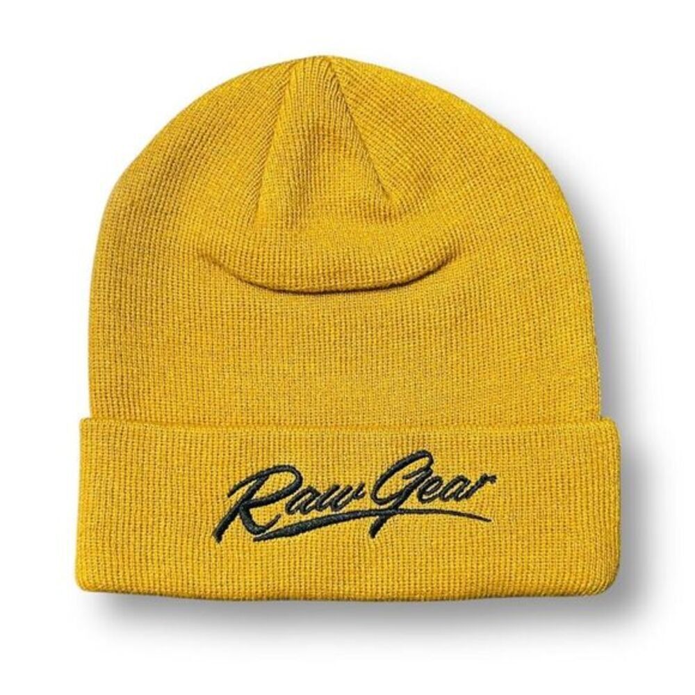 RAWGEAR Heritage Beanie One Size Yellow Knit Embroidered RGX10 Streetwear Winter